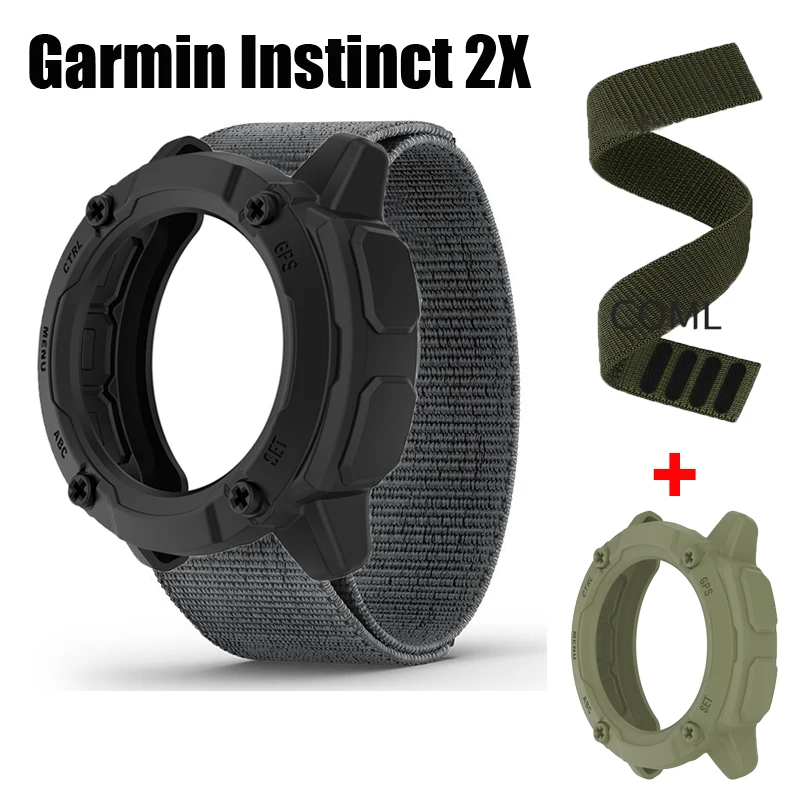 

Подходит для умных часов Garmin Instinct 2X чехол, спортивный мягкий защитный бампер из ТПУ, чехол, ремешок, нейлоновый браслет