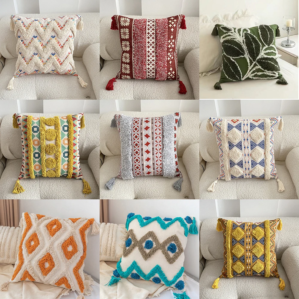 2PCS Bohemian Style Ethnic Jacquard Throw Pillow Cover 45x45cm You Can Choose 2 Pillowcases or Have Them Sent Randomly