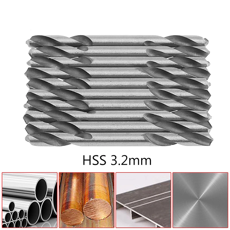 10 piezas 3,5 mm HSS doble extremo espiral torsión herramientas taladro juego 94PD