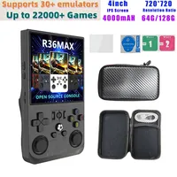 R36 Max Console 4inch IPS Screen Open Source Console Retro Pocket Video Player 64G/128G Up to 22000+ Games Handheld Game Players