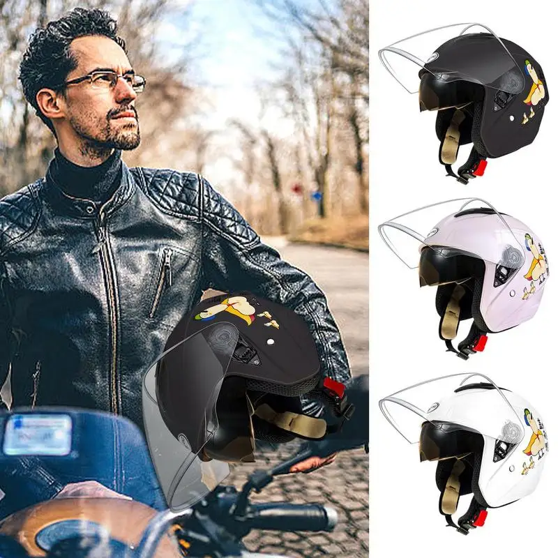 

Motorcycle helmet Open Face motorbike helmet Double-mirror electric motorcycle safety hat winter headgear for bike lovers