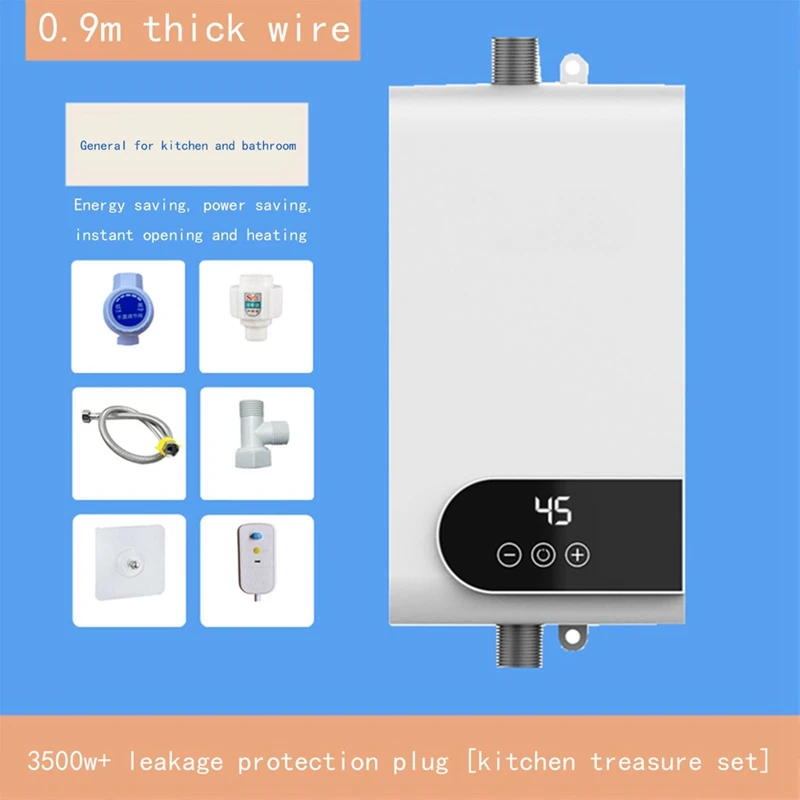 4500W Electric Water Heater - Fast Instant Heating Small Electric Water Heater Constant Temperature EU Plug Easy To Use