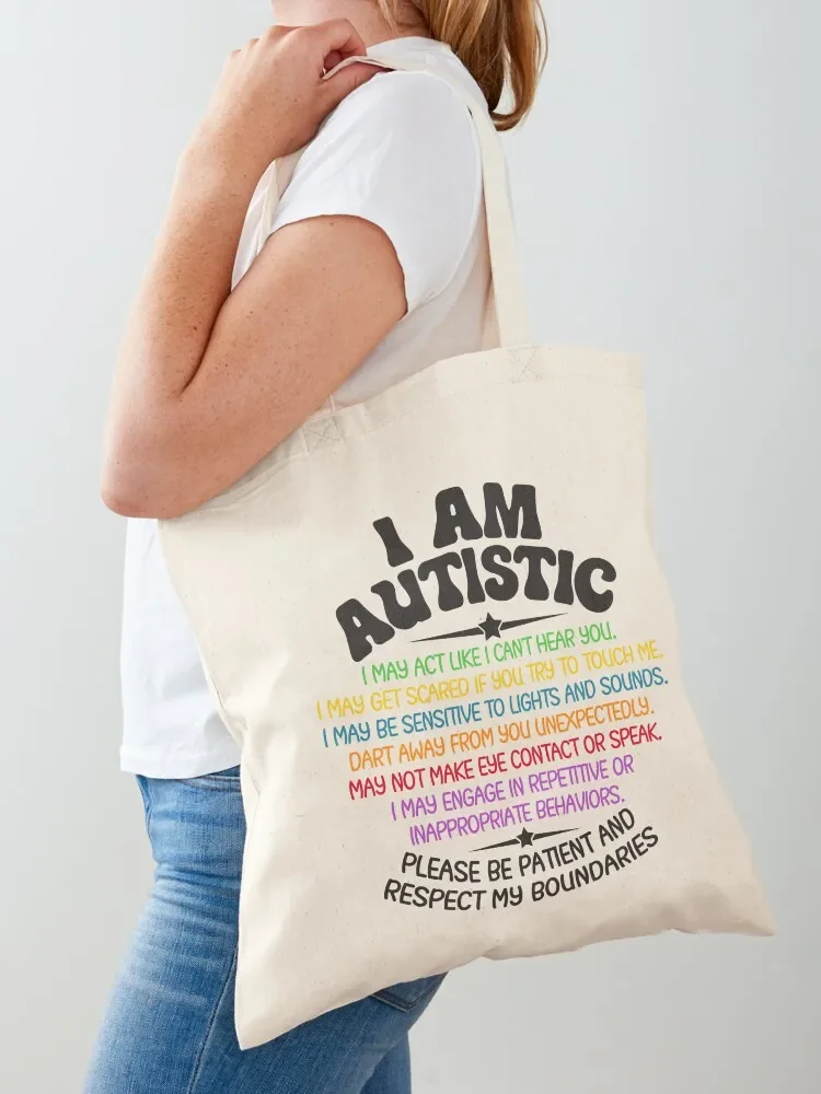 

I am Autistic Autism Awareness quote Tote Bag tote bag canvas custom fabric bag cute pouch tote custom