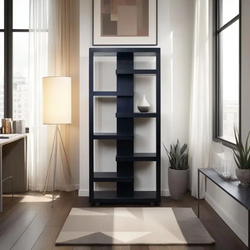 

80" High Bookshelf, No Assembly Needed, Clove Finish, Stylish Storage Solution for Home or Office