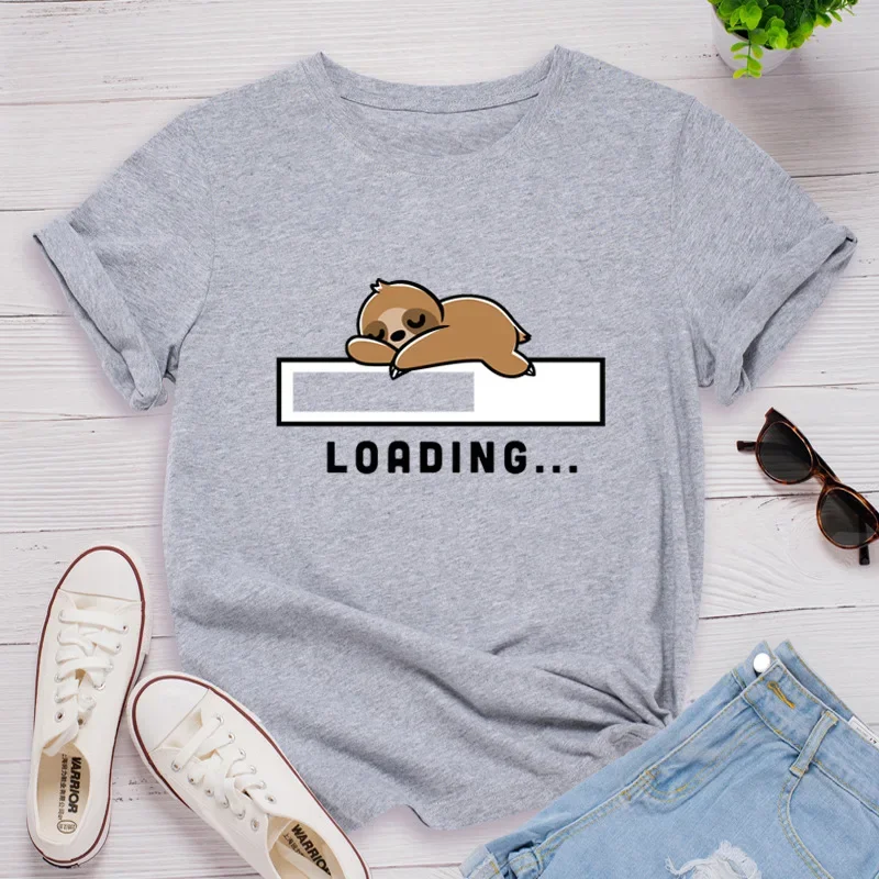 Loading Sloth Print Women T Shirt Short Sleeve O Neck Summer New Trend Versatile Women Tshirt Ladies Summer Tops Clothes