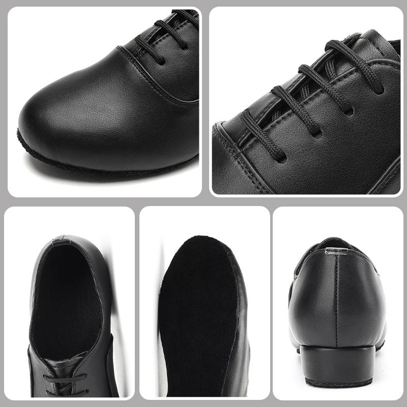 SWDZM scarpe da ballo latino da uomo scarpe latine nere Plus Size tacco basso Tango Ballroom Practice scarpe da ballo per uomo tacco 2cm