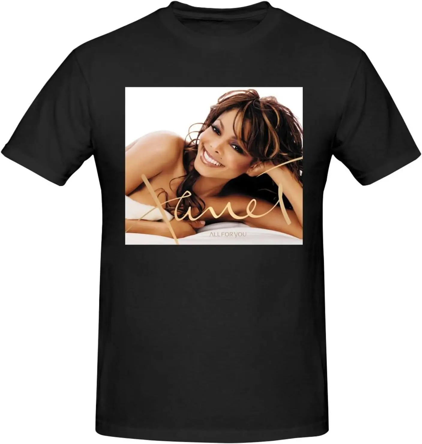 Janet Music Jackson T-Shirt Men's Cotton Performance Basic Short Sleeve T-Shirt Black