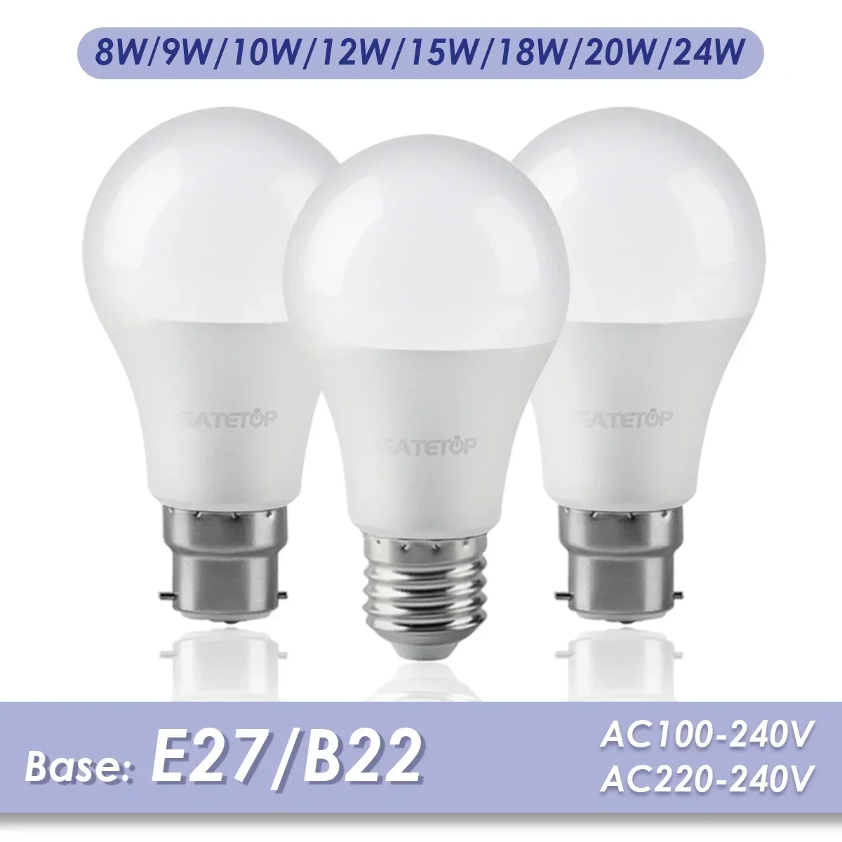 Bombilla Led E27 B22 de 2 piezas, base A60, A80, AC220V, 230V, 110V, luz de 8W, 18W, 24W, para decoración del hogar, sala de estar