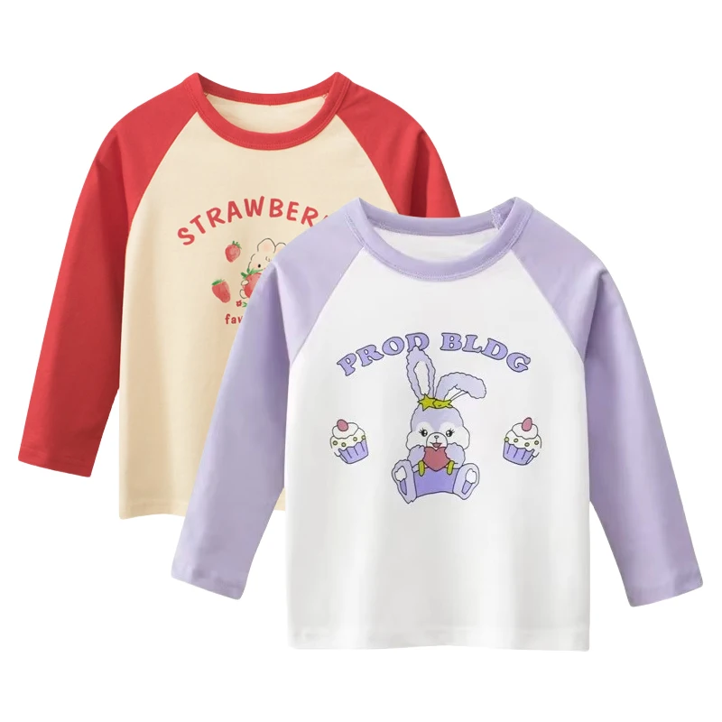 

2025 Autumn New Children's Clothing Girls T-Shirt Children's Cartoon Rabbit Long Sleeve T-Shirt Baby Clothes