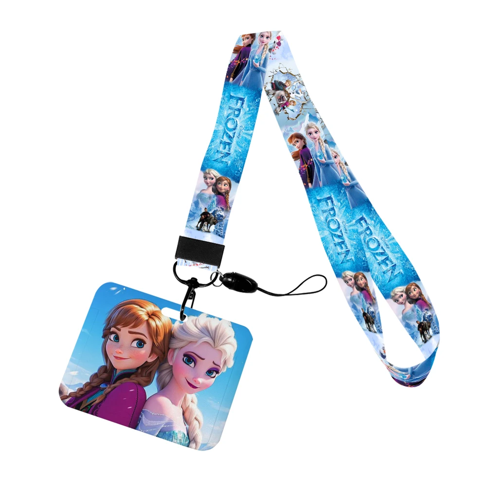 Disney frozen 2 princesa elsa anna animeted cordão telefone corda para id crachá titular pescoço cinta chaveiro cartão estudante meninas presentes