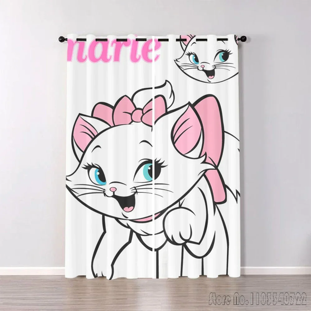 Disney Marie Cat Girl Princess Window Curtain 3D Print Blackout Curtains Living Room Bedroom Shading Decor Custom Kids Gift