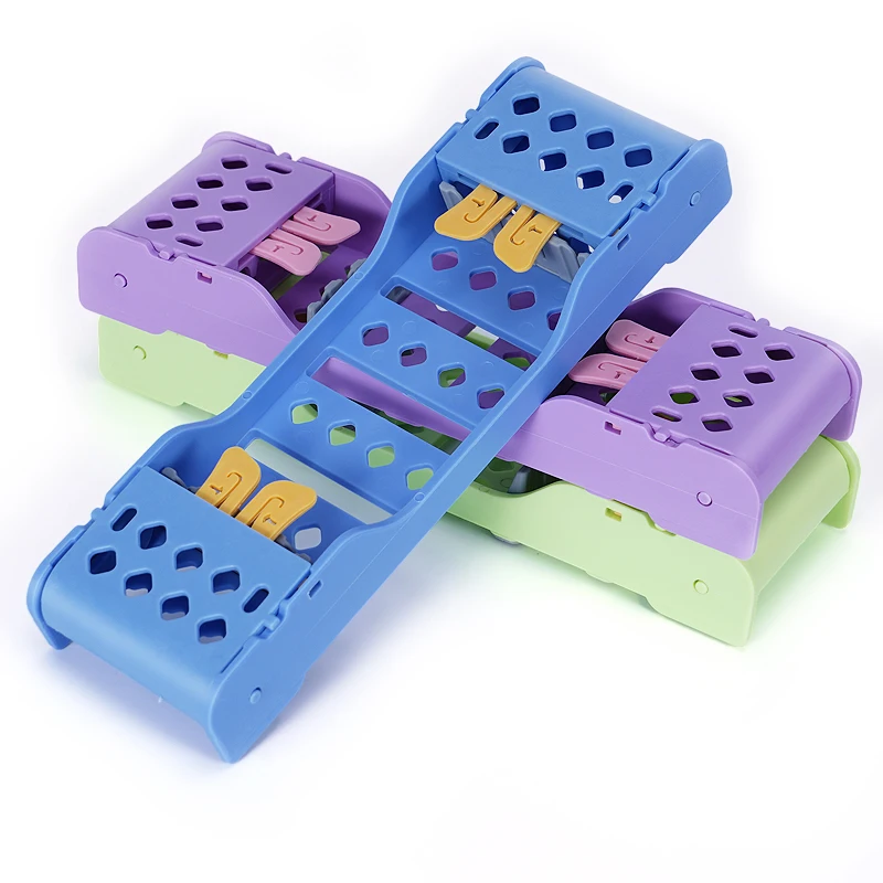 

1pc Oral four pack cleaning rack, plastic dental tool storage box, blue, purple, green cleaning box, perforated rack