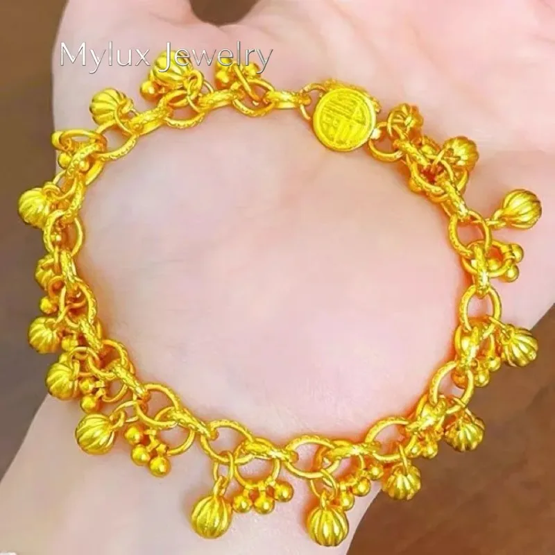 Mylux Jewelry Light luxury 24K real gold ancient law fruitful bracelet 999 gold style women's bracelet imitation hand jewelry gi