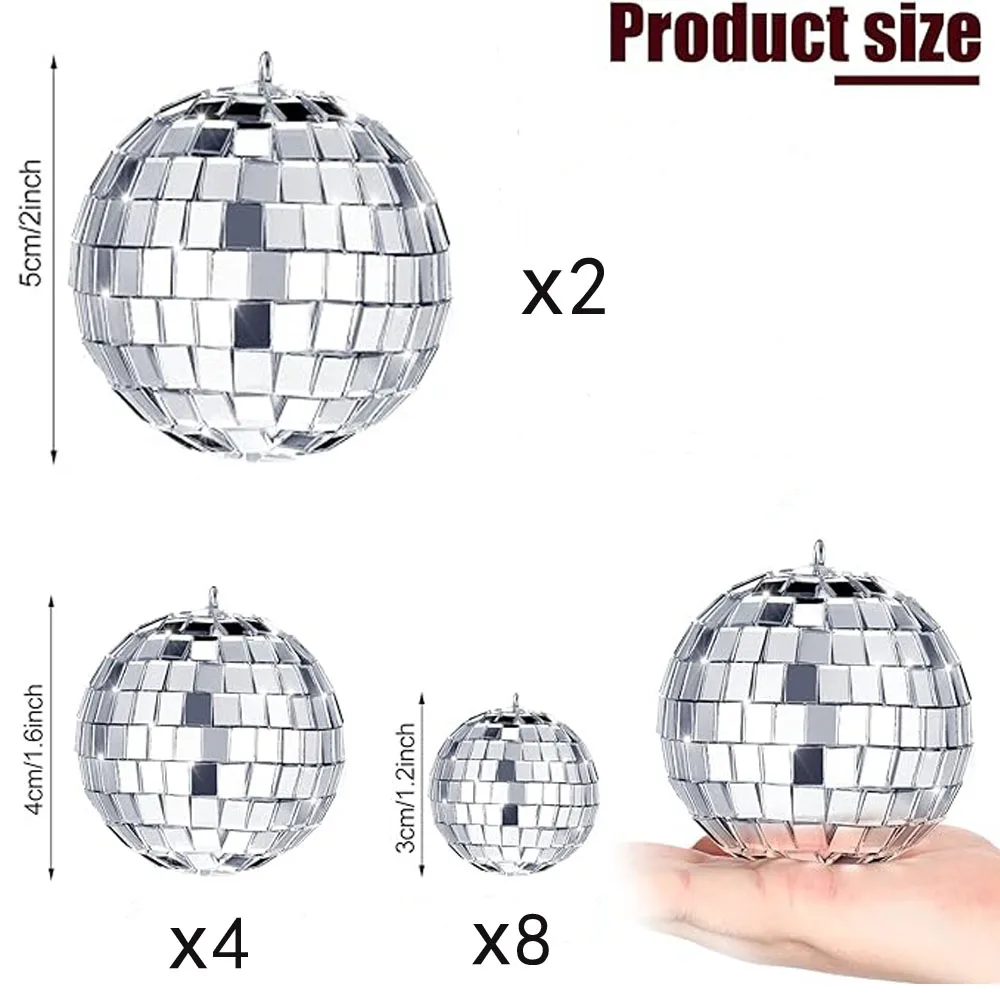 Ensemble de Boules de Chang en Verre Argenté, Ornement pour Décor de ixde Vacances avec Corde, 14 Pièces