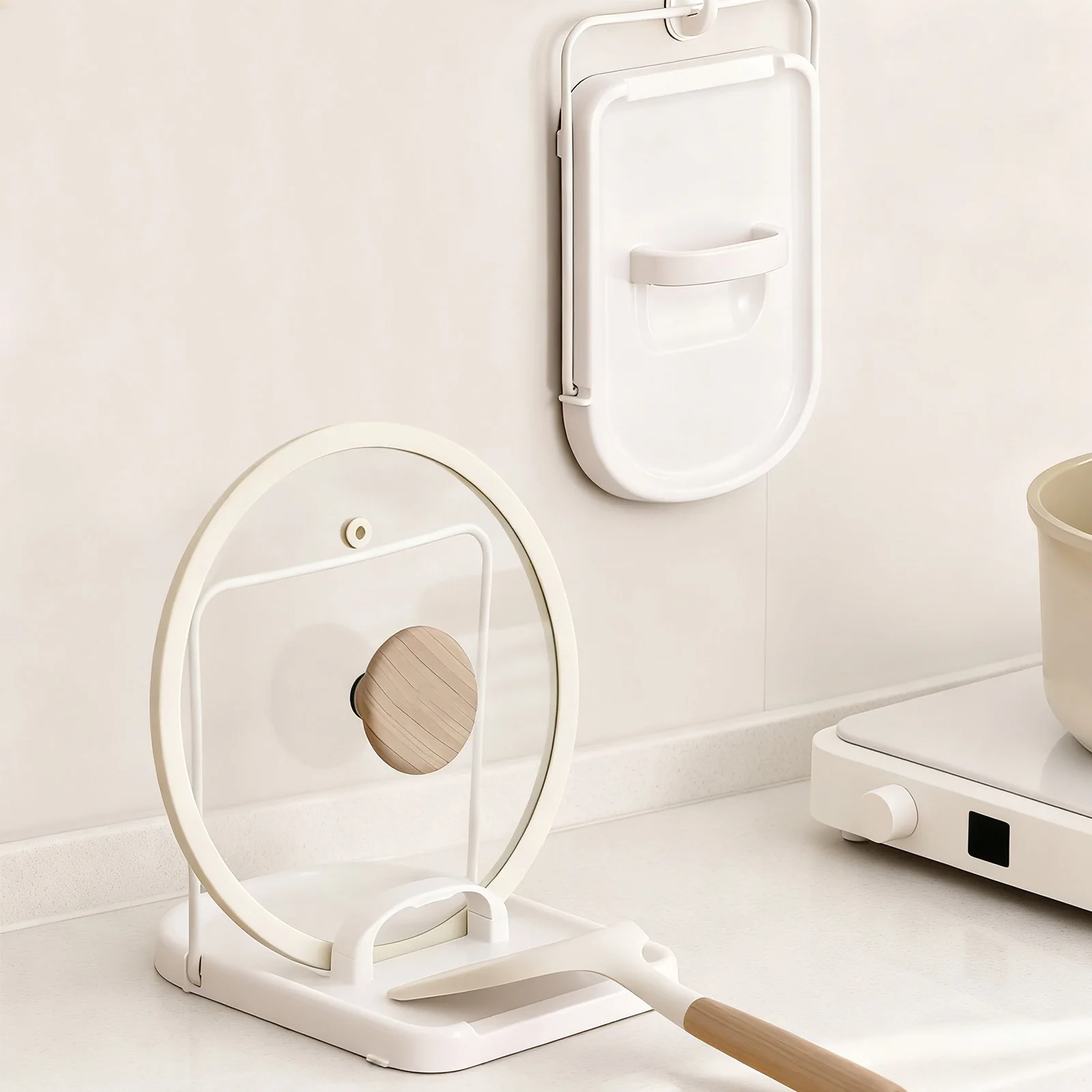 

Multifunction Lid organizer,Plastic Kitchen Spoon Holder Fork Spatula Rack For Kitchen Pan Cover Shelf Tableware Storage