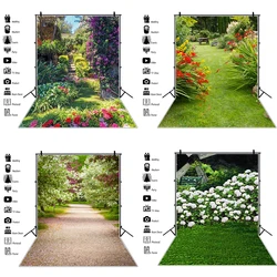 Laeacco Green Garden Backdrops Spring Blossom Flowers Scenic Photography Background Photocall Portrait Props For Photo Studio