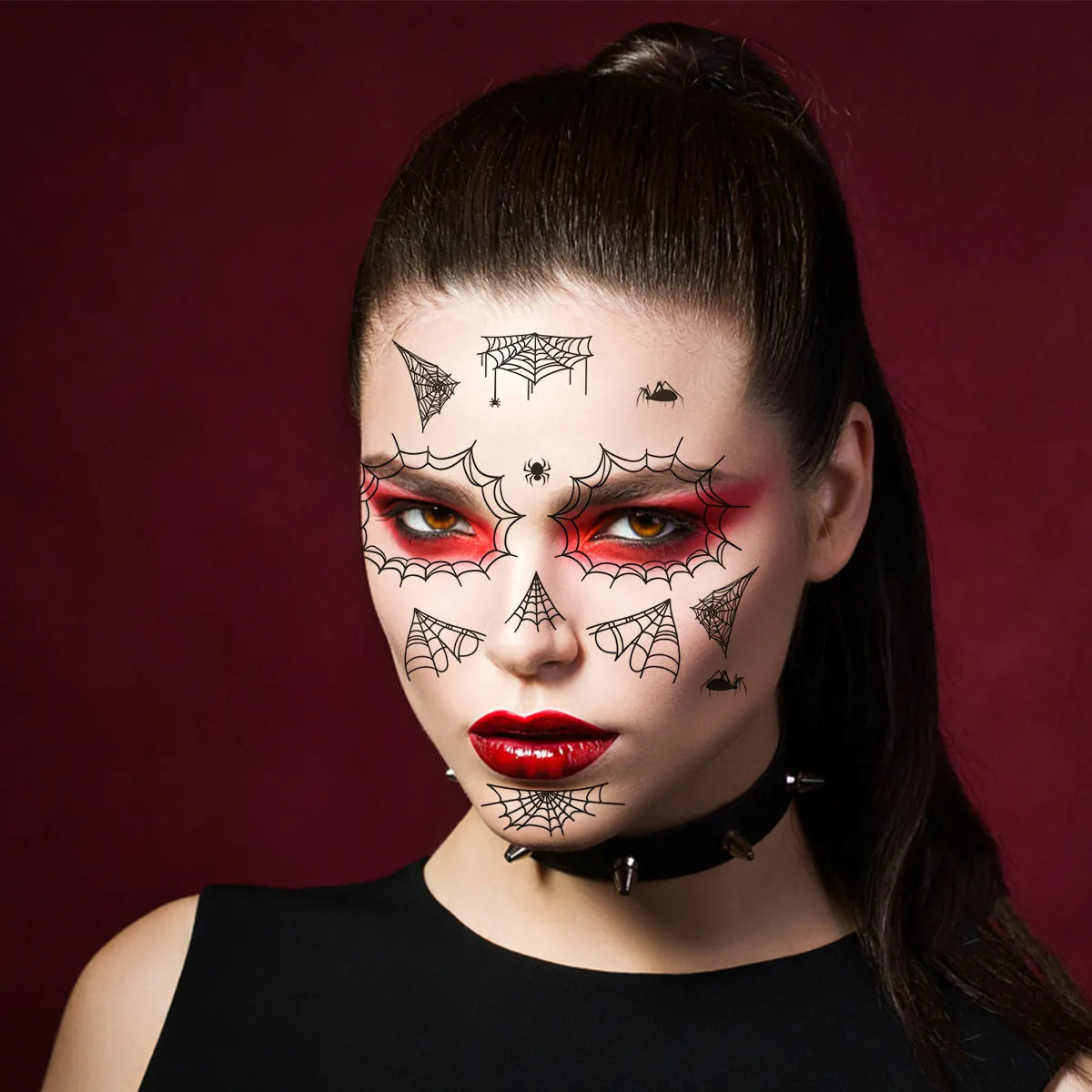 

8 листов наклеек-паутин для лица, временные татуировки для тела, узоры на Хэллоуин, безопасный материал для наклеек-паутин, декор с эффектом страха