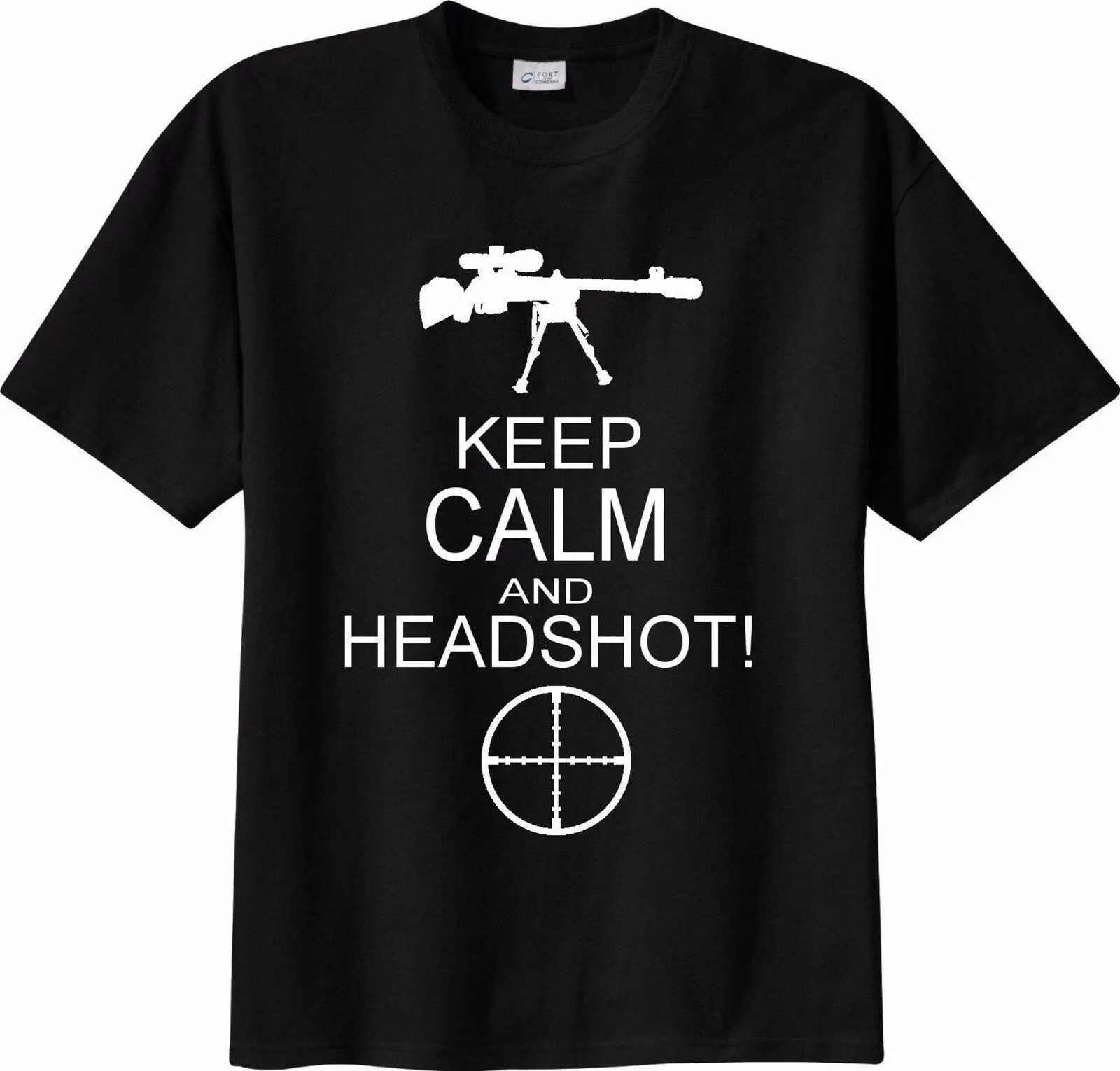 

Снайперская футболка с надписью Keep Calm and Headshot MMO FPS. Летняя Хлопковая мужская футболка с коротким рукавом и круглым вырезом, Новинка