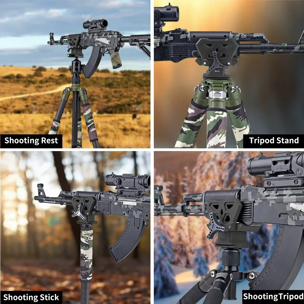 New Hunting Rifle Saddle Mount Clamp Adapter Rest Saddle Tripod Stick Head Clamp With 3/8" Arca Type Thread