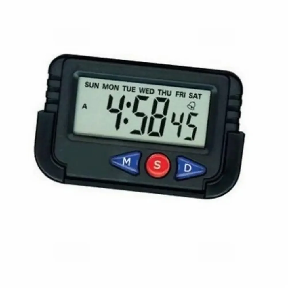 Table Clock Alarm Clock Car Clock Compact ABS Plastic Black Durable Reliable Stopwatch Date And Timer Function