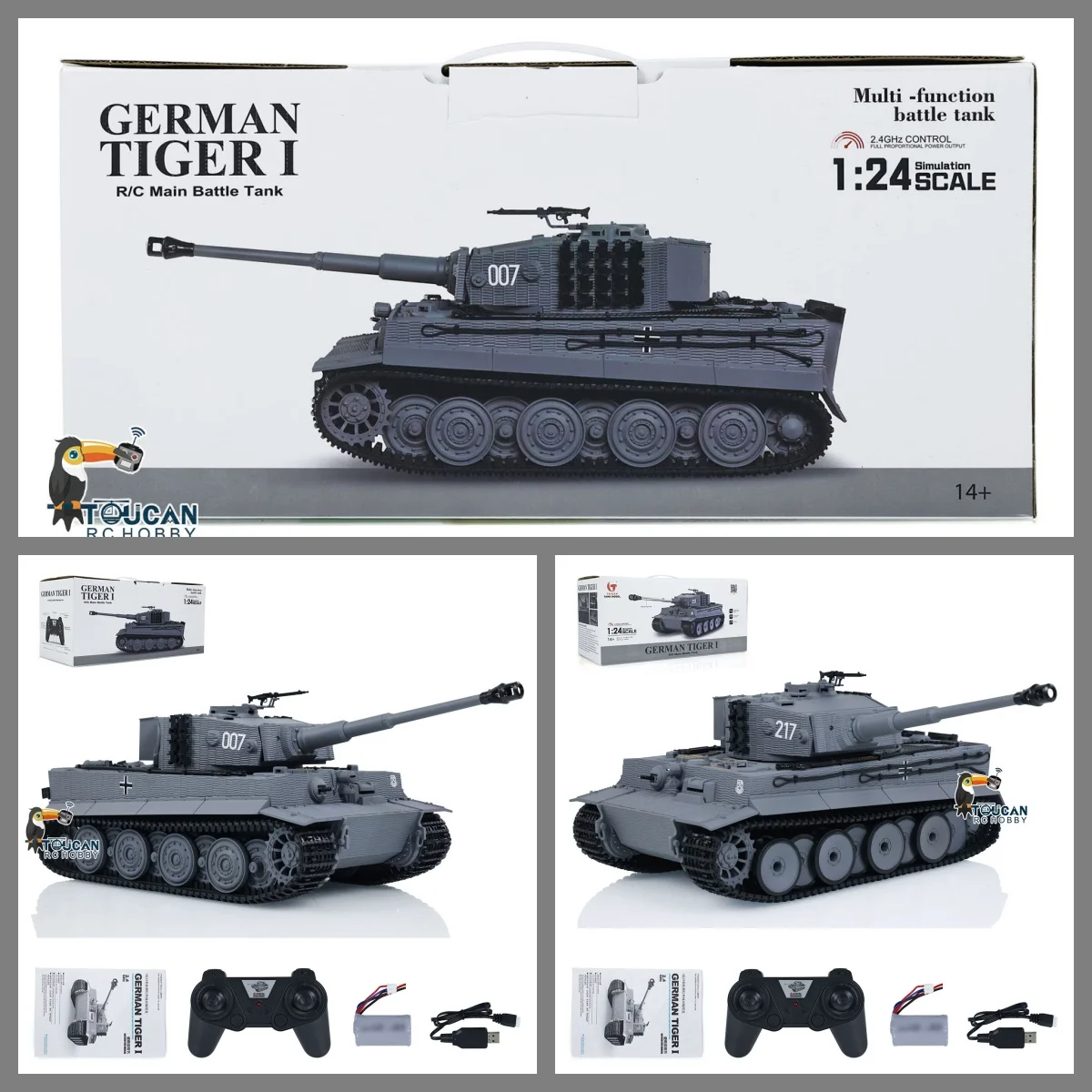 

1/24 Taigen Tiger I RC Battle Tank с дистанционным управлением, инфракрасные боевые военные танки с вращающейся башней для энтузиастов