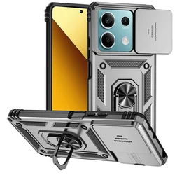 Funda con soporte de anillo de grado militar para Xiaomi Redmi Note 13 Pro, cubierta de lente deslizante, 5G