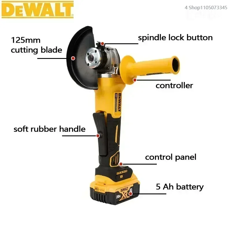 DEWALT DCG406 угловая шлифовальная машина с голой станок, инструменты с литиевой батареей 18 В, режущий станок, бесщеточный