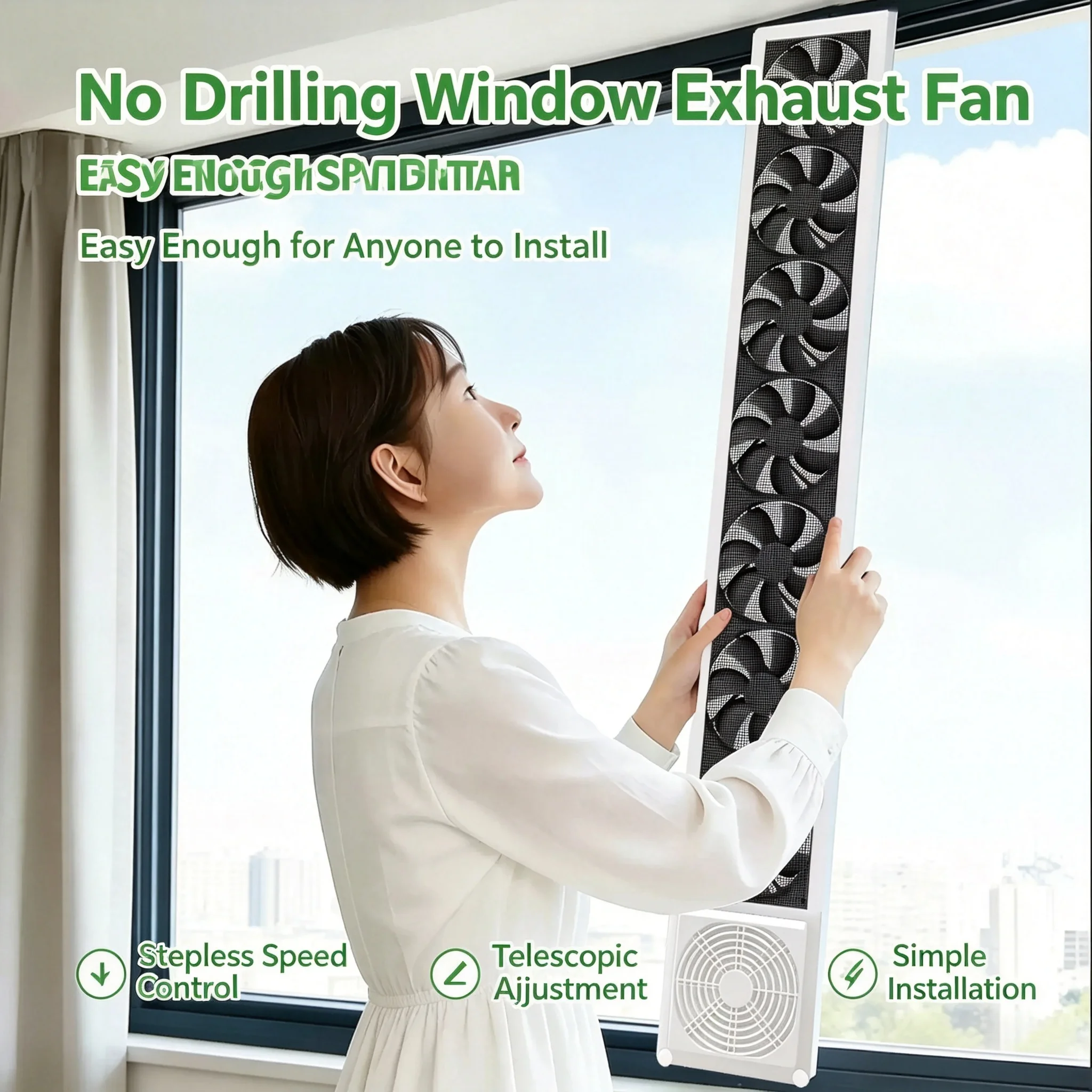 No Drilling Window Exhaust Fan Portable Ventilation Fan Powerful Household Window Mount Air Extractor For Kitchen Bedroom