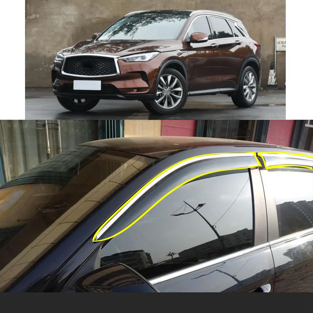 

Car Body Styling Sticker Plastic Window Glass Wind Visor Rain/Sun Guard Vent Parts For INFINITI QX50 2019 2020 2021 2022