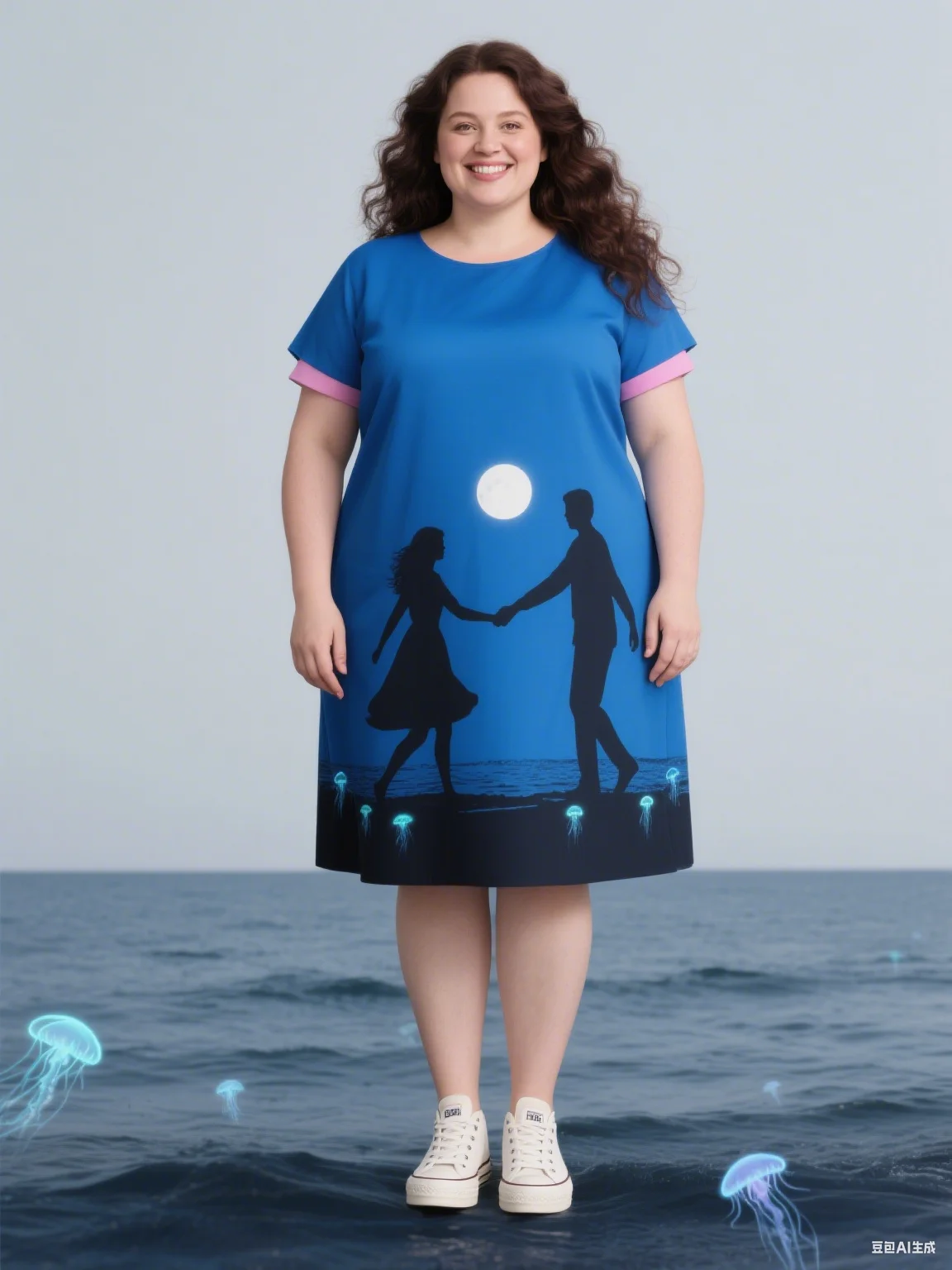 2025 التوابع كيتي القط مضحك IP طباعة الخريف حجم كبير فستان المرأة المرأة بلا أكمام فستان برقبة مستديرة ل الزي المألوف