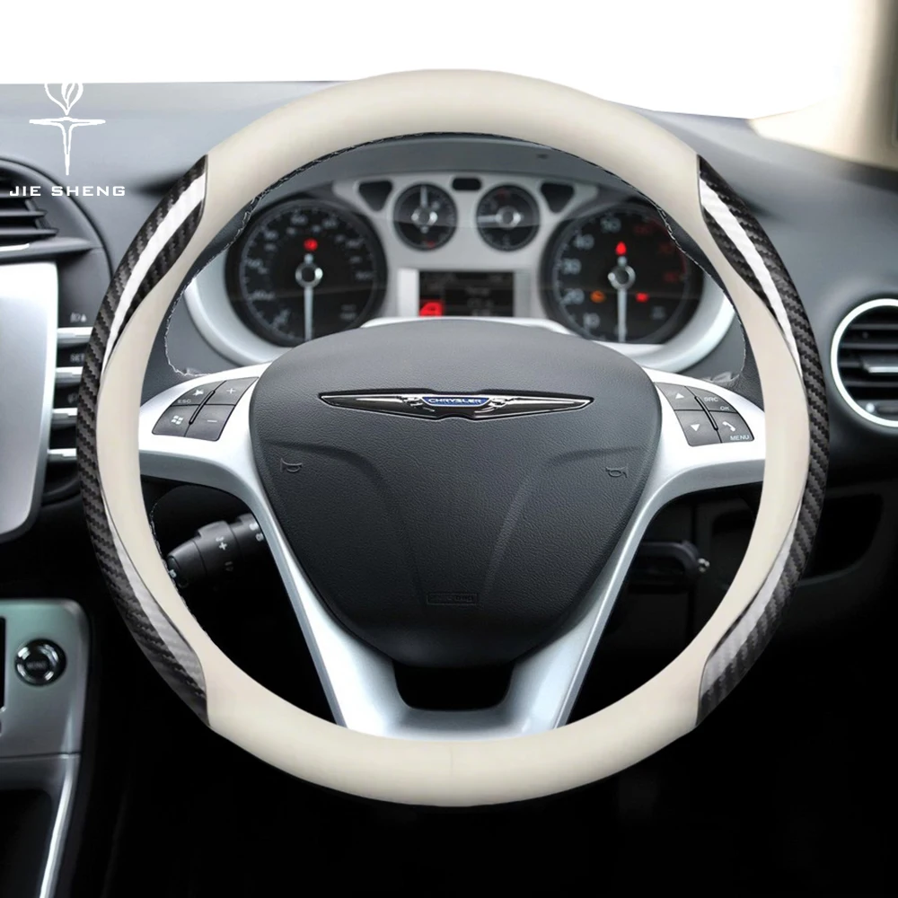 Funda de cuero y fibra de carbono para volante de coche, accesorios interiores para Chrysler Pacifica 300 Glacier 300C SRT8 Delta Ypsilon