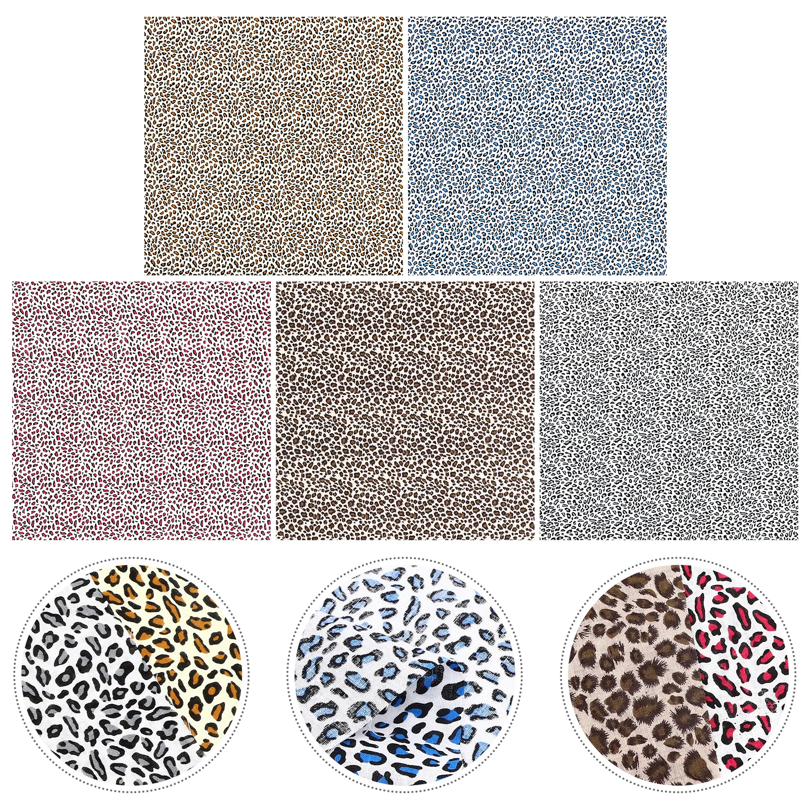

5 Pcs Leopard Fabric Patchwork Cloth DIY Cotton Handmade Creative Fashion Printing