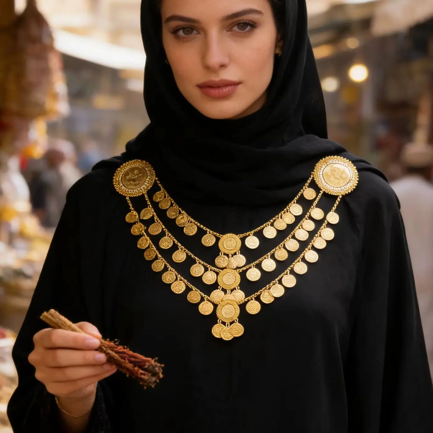 

Gorgeous Retro Golden Multi-Layer Coin Tassel Round Hollow Pendant Alloy Brooch, Scarf Fashion Jewelry Accessory