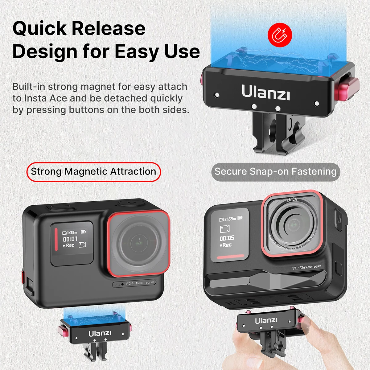Ulanzi IN-01 IN-03 Magnetic Quick Release Plate Mount for Gopro Insta360 with 1/4"Screw Action Camera Interface