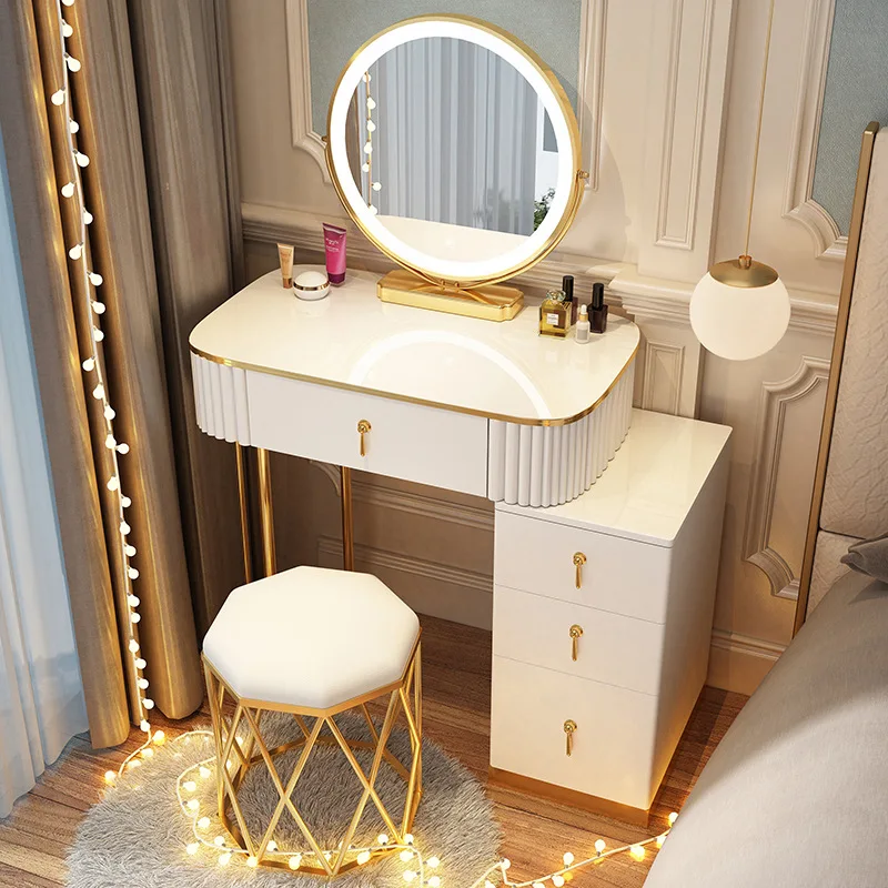 Small unit 60cm rock slab light luxury style dressing table storage cabinet integrated bedroom modern minimalist rental room