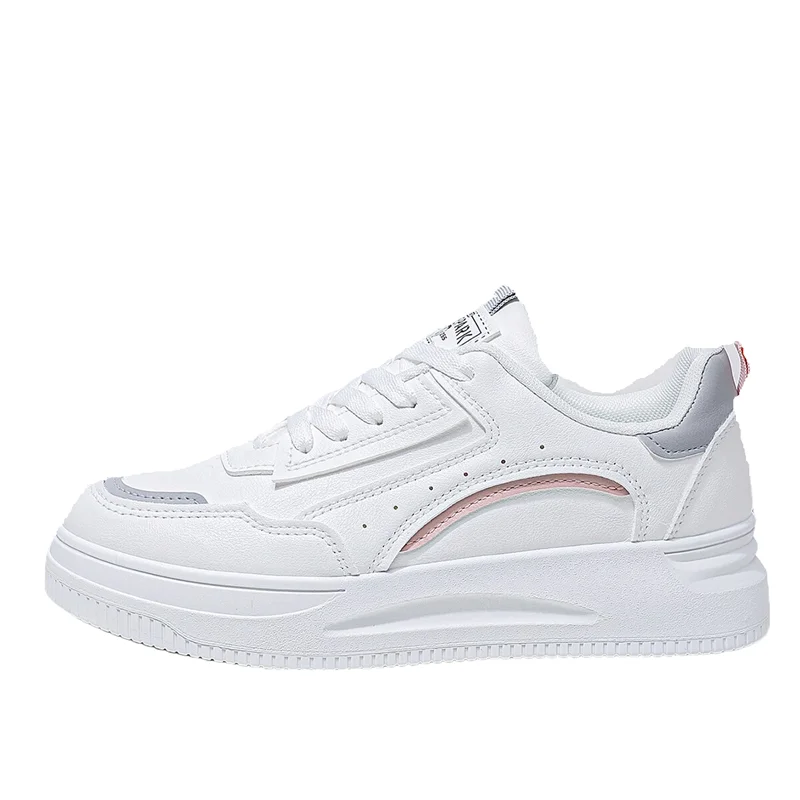 Women New Style Lace Up Casual White Shoes, Sporty Skate Shoes For Outdoor Comfortable and Fashionable Flat Shoes