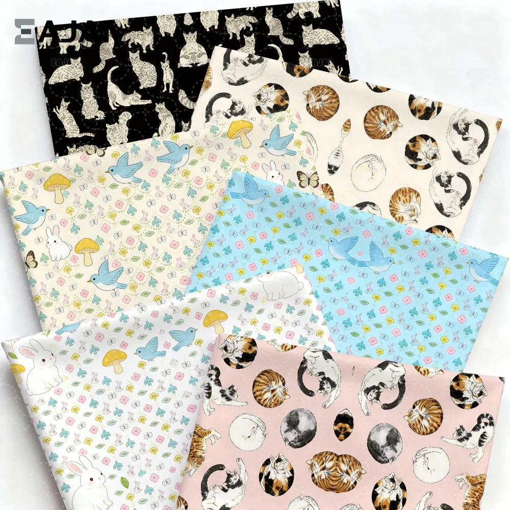 

Ткань Eajai с японским цветочным узором на заказ для пошива женской летней одежды