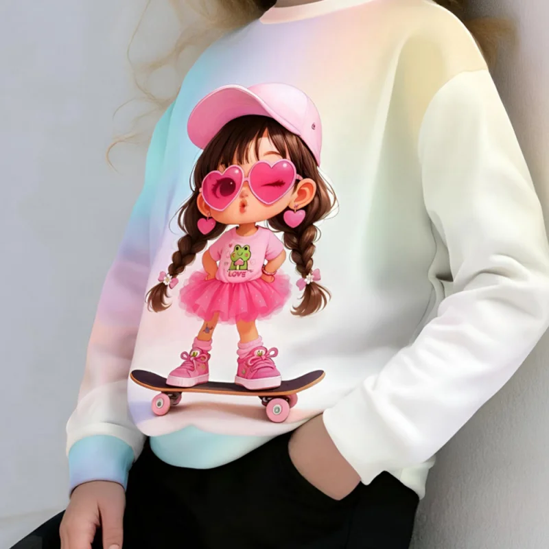 سويت شيرت للأطفال متدرج نابض بالحياة لعام 2025 مع طباعة كرتونية لطيفة #5