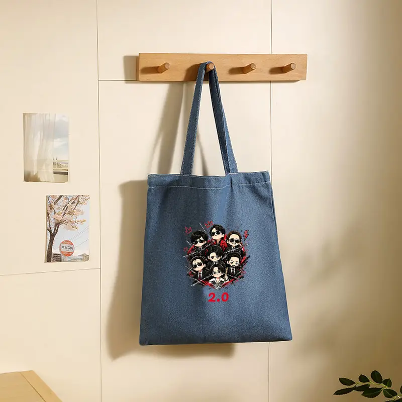 Arirang World Tour 2026 Kpop Fan Gift Women's Denim Tote Bag Large Capacity Shoulder Bag for Beach Outings Travel shopping bags