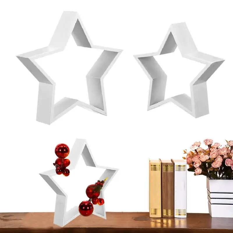 Wooden Star Table Decor Christmas Farmhouse Centerpiece Star Sign Craft Table Centerpieces for Mantle Shelf Fireplace Decor