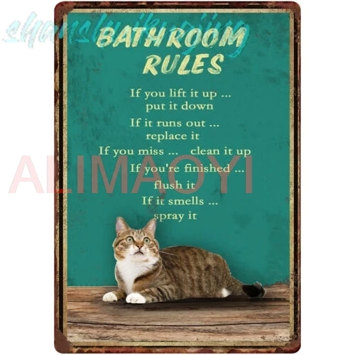 Funny Metal Bathroom Rules Tin Sign For Home Garage Room Bar Wall Decor 12x8inch sign