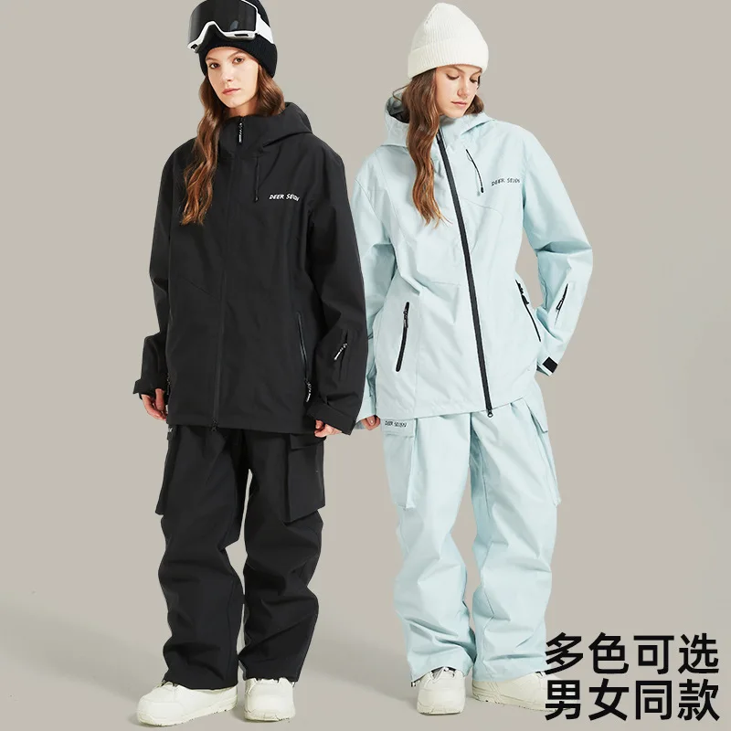 بدلة تزلج 3L بدلة تزلج نسائية للجنسين مقاومة للماء وقابلة للتنفس وقفل درجة الحرارة وسراويل تزلج دافئة مقاومة للبرودة #1