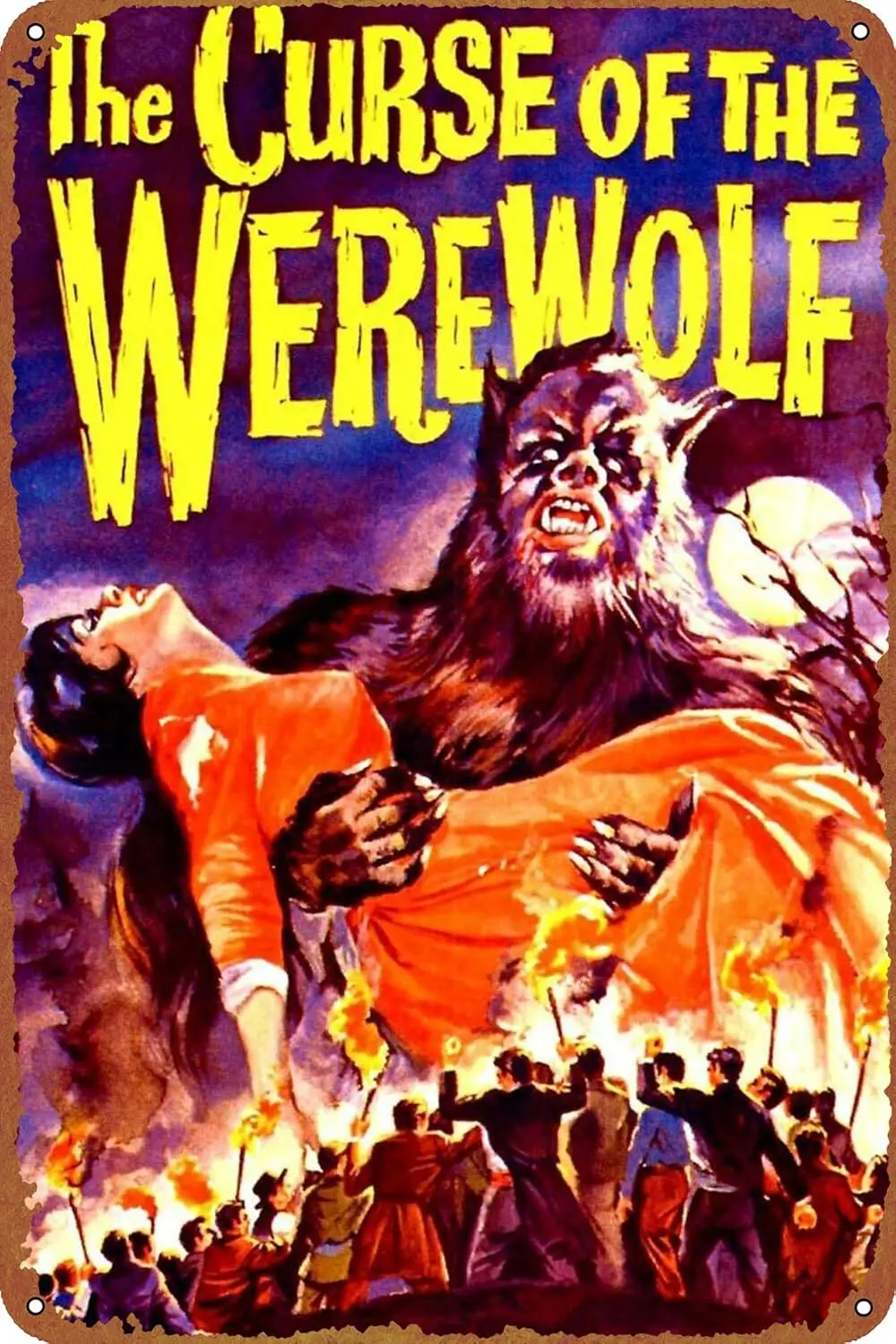 The Curse of the Werewolf Movie poster Poster Vintage Tin Sign for Bar Office Home Wall Decor Gift Retro Metal Sign 12 X 8 inch