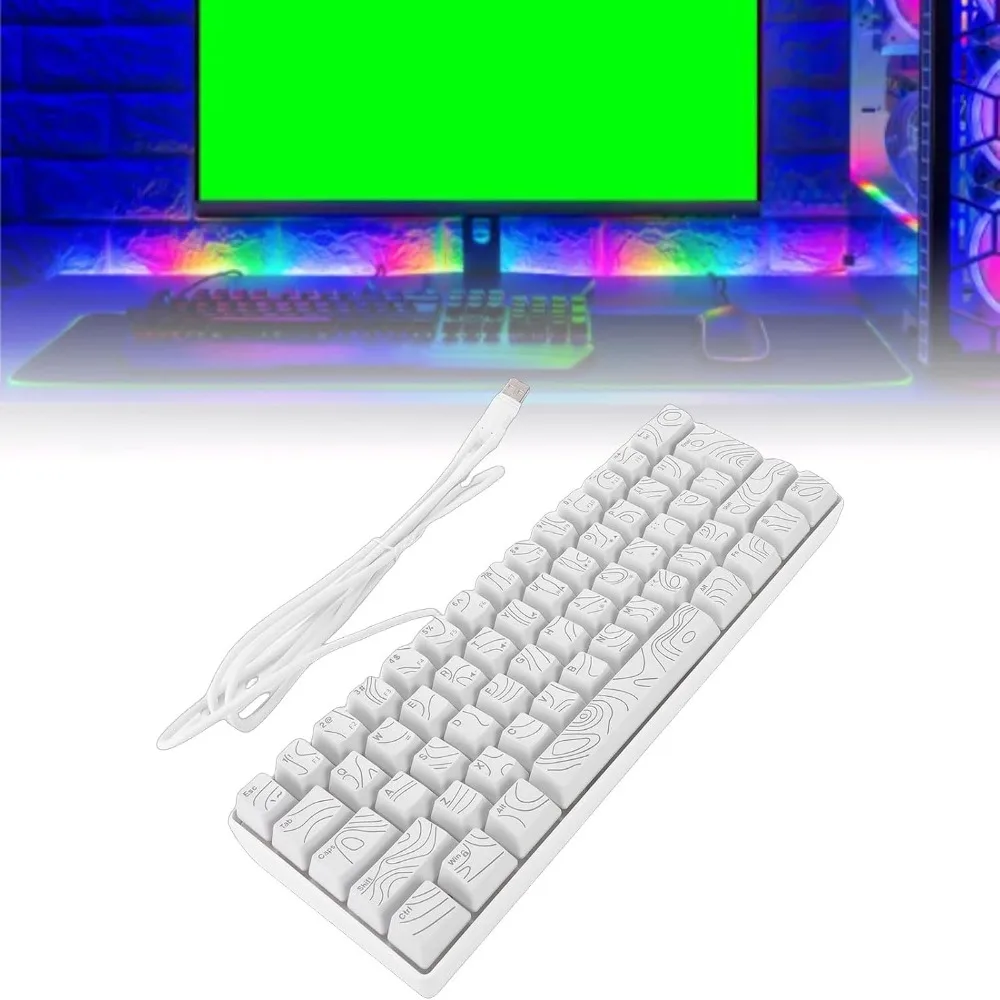 61 Keys Wired Gaming Keyboard Ergonomic Mechanical Feel Gaming Keyboard USB Connection 18 Key Anti Ghosting Keyboard For Travel