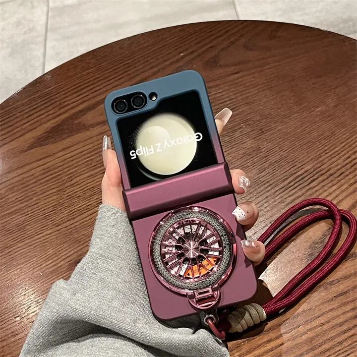 

Чехол для телефона Samsung Z-Flip 6, складной экран Z-Flip 5, W25, откидная женская подставка для гироскопа, градиентная веревка, шарнир, защитный чехол