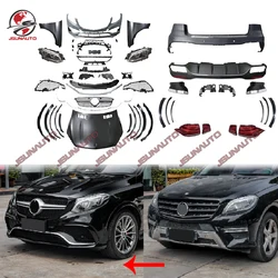 W166 ML To GLE Body Kit For Mercedes ML350 450 Facelift To GLE63 Front Bumper Rear Bumper Lights Engine Hood For ML250