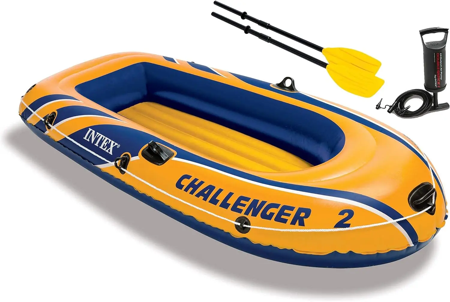 

INTEX Challenger Inflatable Boat Series: Includes Deluxe Boat Oars and High-Output Pump – SuperStrong PVC – Triple Air Chambers