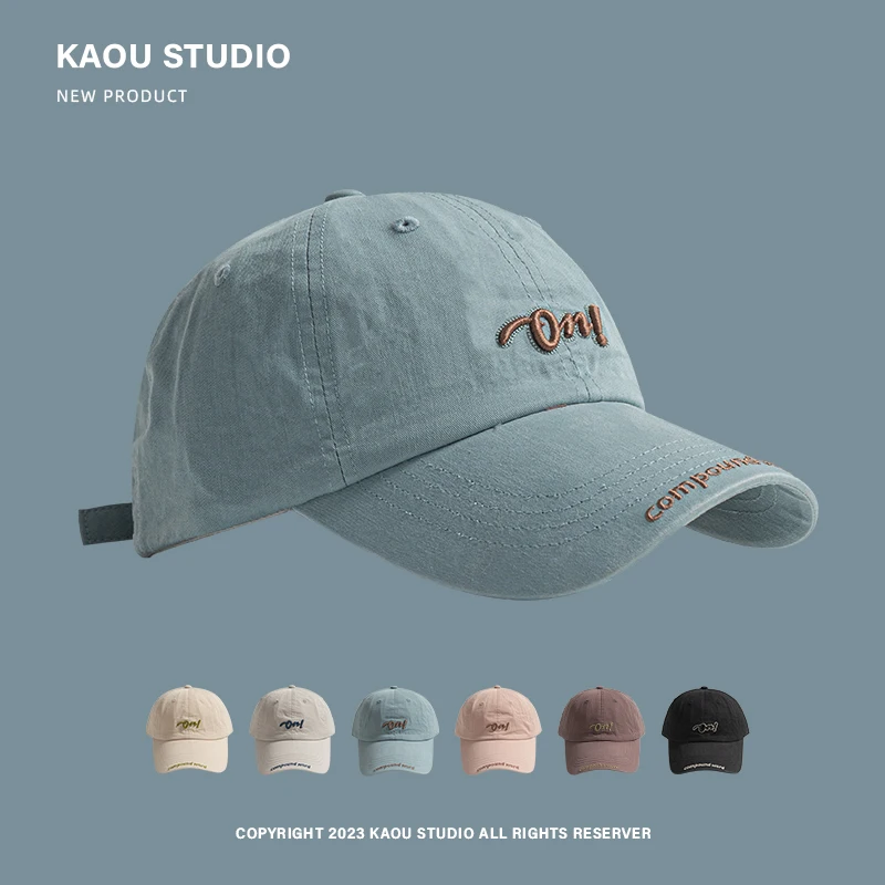 

Spring and summer new versatile hat women's personalized brim embroidered sunshade cap Korean version men's baseball cap