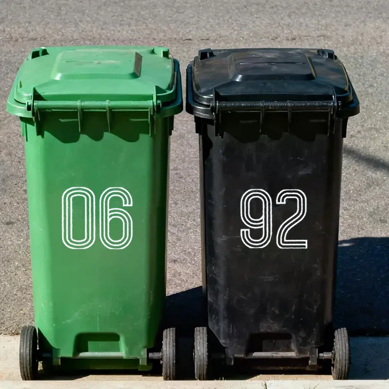 Wheelie Bin Stickers Stripes Number Self Adhesive Waterproof Stickers 0-9 Decals Outdoor/Indoor For Trash Can Garage Mailboxes