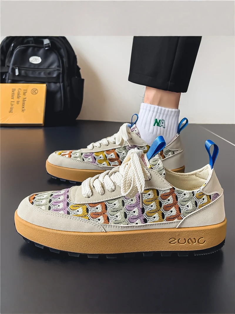 

Casual Canvas Men's Shoes Breathable Summer High Top Sneakers Thick Bottom Heightening Youth Leisure Sports Trendy Shoes